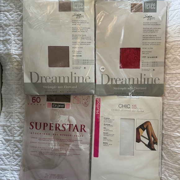 1 LOT of 4 pairs of stockings, Levee, Ergee, and Hudson, multiple colors - Picture 2 of 6